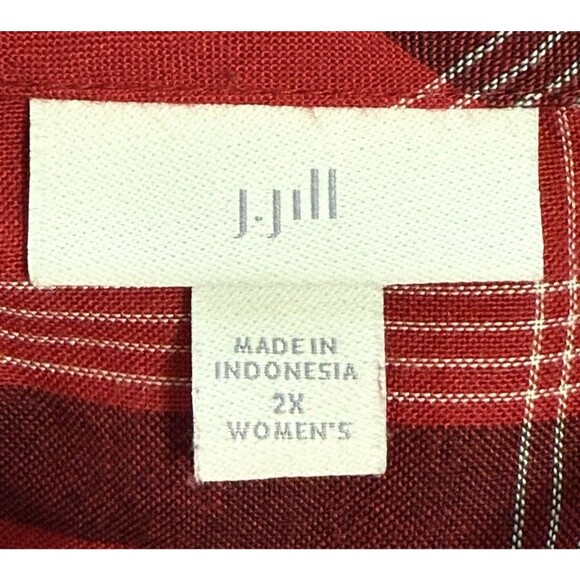 J.Jill Women’s Tartan Plaid Tunic Boho Grunge Cottagecore Babydoll Casual Sz 2XL - Picture 5 of 9
